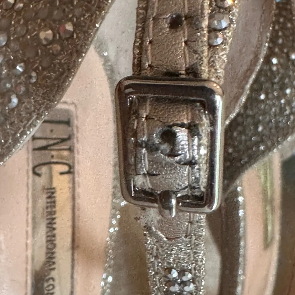 INC International Concepts Glittering Silver Heels - Picture 6 of 15